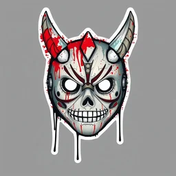 splatter paint, princess mononoke mask, die cut sticker