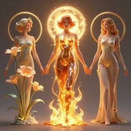 liquid fire, halo of light, riley bridget, concept art, art nouveau, borsi flora, reylia slaby, peter gric, trending on artstation, volumetric lighting, cgsociety