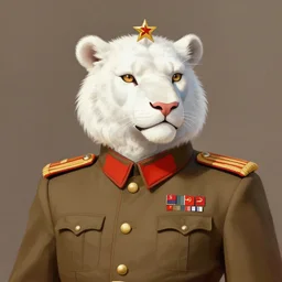 an anthropomorphic white liger wearing as a 1 9 5 0's soviet leader, artwork by sergey kolesov