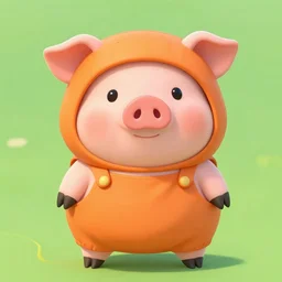 cute pig usingorange inmate clothes