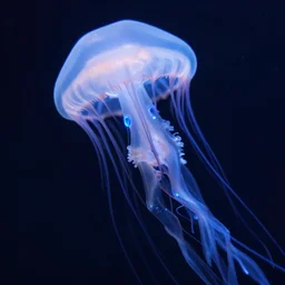 jellyfish with electric blue eyes