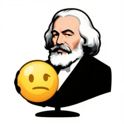 karl marx wizard pondering his orb, discord emoji, 2 d, flat, coherent, orthographic, transparent background, svg