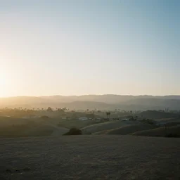 Early evening has set in. California's noncommital sun shrugs through the haze. If Midwest evenings boast a lush act of violence thrown against the sky, this so-called golden state treats its day-ends with the frugality of divorce. Dips out, aloof.