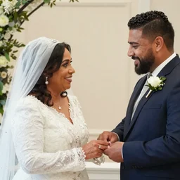 an Irish catholic woman and a Puerto Rican man getting married, wedding photo, award winning