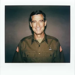 Polaroid photo of Mr Rogers in uniform as a Marine scout sniper