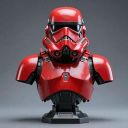bust of a Super soldier, symmetrical portrait scifi, power armor storm trooper red And black details
