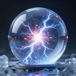 Blowing Supernova inside glass sphere on ice, 4k, HD, octane render, artstation, volumetric lightning, ultra detailed, realistic reflections