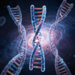 double! helix! DNA space biology nebula