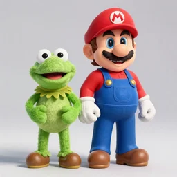 A full body still of Mario and Luigi as muppets, photo real, photographic, photograph, artstation, trending, award winning, epic lighting, featured