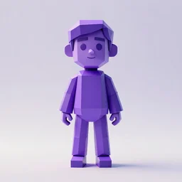 low-poly violet, stylized pixar-style 3d render, full body, isolated on a pure white background, centered, entire subject in frame, sharp focus, soft studio lighting