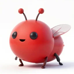 red big cute chubby fly, cartoon, game character, soft lighting, higly detailed