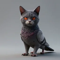 hideous cat pigeon chimera, digital art, detailed, realistic
