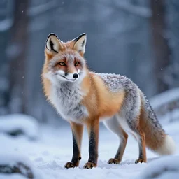hyper realistic snowfox in a fantasy movie casting a healing spell