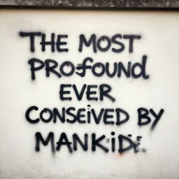 the most profound inspirational quote ever conceived by mankind, spray painted in words on a wall