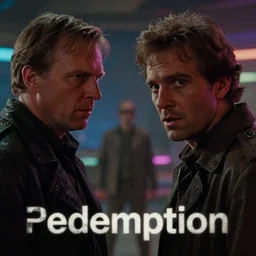 dramatic scene shallow depth of field film still action scene from a dystopian science fiction film from the 8 9 0 s titled'redemption ', photographed by denis villeneuve and ridley scott, colorful lighting, grainy hyperrealistic shocking detail trending on artstation 8 k