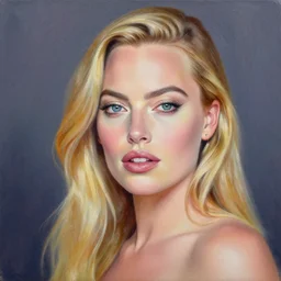 a painting of Margot Robbie by a famous painter, award winning painting, vibrant, amazing detail
