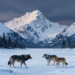 illustration of an alaskan wildness just before darkness