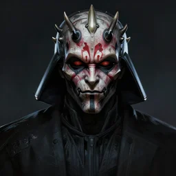a portrait of the darth maul, cyberpunk, grim - lighting, high - contrast, intricate, elegant, highly detailed, digital painting, artstation, concept art, smooth, sharp focus, illustration