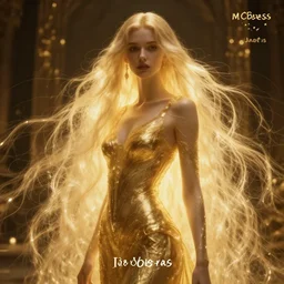 gold tones, princess of light, style of moebius, james jean, mcbess, long glowing ethereal hair, cinematic, highly detailed, award winning
