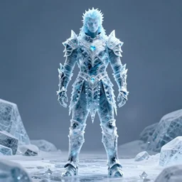 ice lord, full body, wearing icy ornamented armor, beksinski