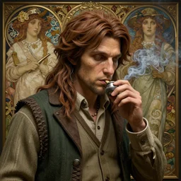 A hobbit smoking meth, ultra realistic, concept art, intricate details, eerie, highly detailed, photorealistic, octane render, 8k, unreal engine, art by artgerm and greg rutkowski and alphonse mucha