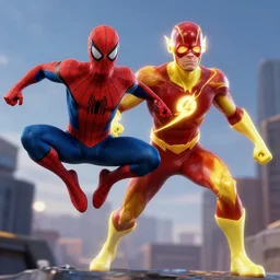 spider - man fused with reverse flash, hd photo, highly detailed