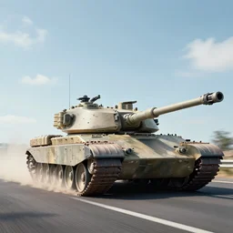 A massive future tank, rolling down a highway