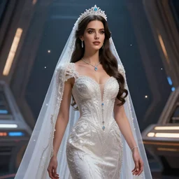 epic professional digital art of stunningly gorgeous female starship bride, by leesha hannigan, iris van herpen, artstation, cgsociety, wlop, epic, much wow, much detail, gorgeous, detailed, masterpiece