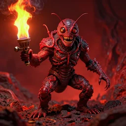 airbrush macro maggot insect in dollop lava armor, syd mead, chris foss, enric torres, alberto bontempi, feng zu hyper realism, narrative light, red & lime colors, epic, hyper detailed, awe inspiring, award winning horror, torch lighting, hyper realism, cinematical