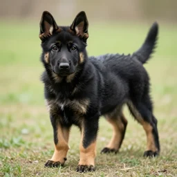german shepherd black labrador mix puppy, photorealistic