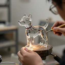 a Glass Blowing of a dog