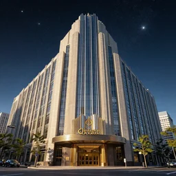 city in space, art deco