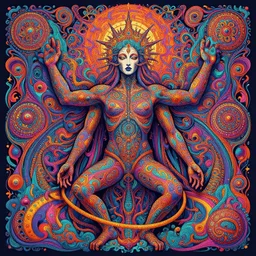 a psychedelic ilustration showing the ego. by alex grey, highly detailed, highly colorful, psychedelic