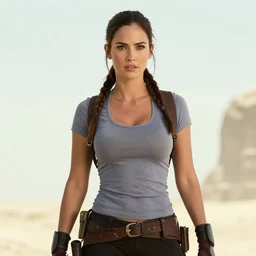 film still of megan fox as lara croft in new tomb raider movie, 8 k