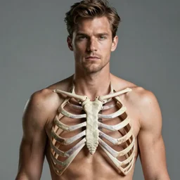 a handsome man with 75 ribs detailed photo cinematic high quality realistic