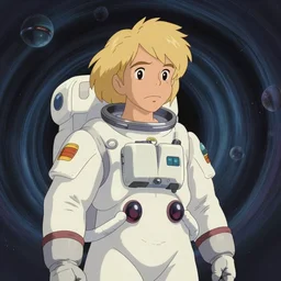coherent, science fiction, awkward anxious brilliant square - jawed butch blonde woman astronaut, wormhole, studio ghibli, pixar and disney animation, sharp, disney concept art watercolor illustration by mandy jurgens and alphonse mucha and alena aenami, pastel color palette, dramatic lighting, highly detailed