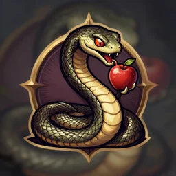 eve eating apple satan snake esports logo vector art, logo design, esports, deep focus, d & d, fantasy, intricate, elegant, highly detailed, digital painting, artstation, concept art, matte, sharp focus, illustration, hearthstone,