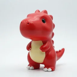 a small, glossy, red blank, cute, chibi t - rex kaiju japanese sofubi, promo shot