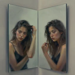 mirror reflecting itself, artistic, trending on artstation