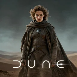 poster fanart of dune, high detail, soft light, cinematic, high resolution, concept art, dark atmosphere, fog, trending, stunning shot