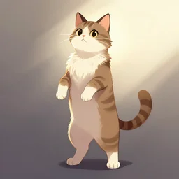 a drawing of a cat standing on its hind legs, a digital painting by muggur, trending on deviantart, furry art, furaffinity, full body, backlight