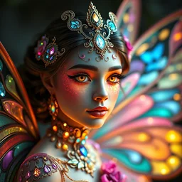 portrait of fairy butterfly princess beautiful, attractive, glowing, ornate and intricate, jaw dropping, dynamic lighting, colorful, fairy tale, intricate and detailed, 4 k octane render