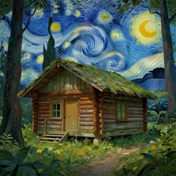 [ a log cabin in the forest ] [ van gogh ] [ sci - fi ]
