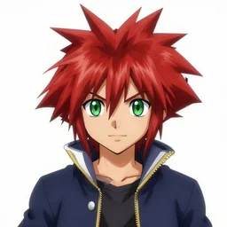 a red haired boy with green eyes spiky hair. kingdom hearts concept art. Square enix. Tatsuya Nomura. By Shigenori Soejima.
