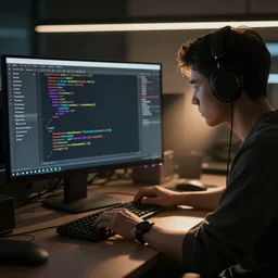 software developer writes code very fast
