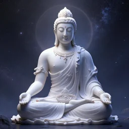 a cosmic deity meditating, intimate, volumetric lighting, omnipotent, realistic, highly detailed