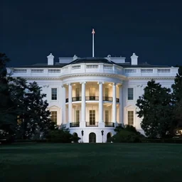 beautiful matte painting of the white house in a dark forest at night
