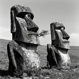 black and white noir film with moai, intricate, 1 9 4 0 s film noir, sharp focus, sharp shadows