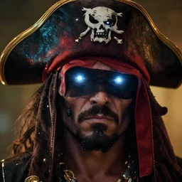 generate a pirate mascot anime style face hidden with veil eyes shining post denoised hd textures dynamic lighting cinematic lighting