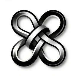 simple infinite knot graphic tattoo design, black and white, clean lines, white background,